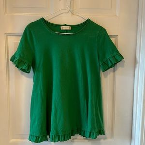 Altar’d State short sleeve green T-shirt with ruffle details
